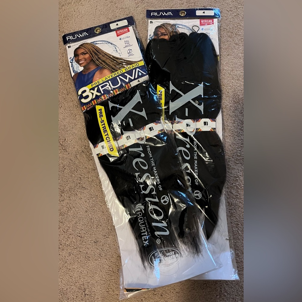 Sensationnel Braids XPRESSION 3X Ruwa Pre-Stretched Braid 48”. Color #4 2pks